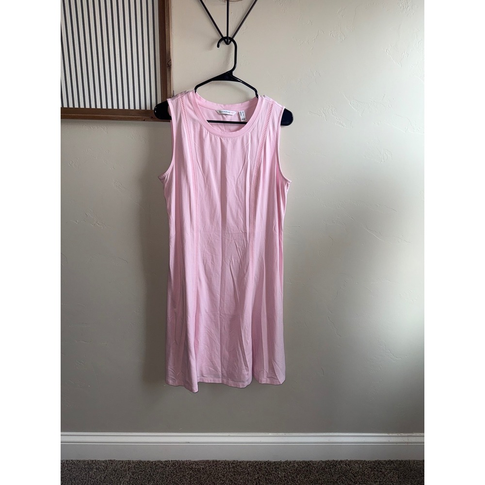 Isaac Mizrahi Live Pink‎ Sleeveless Knit Dress Ladder Lace Trim L